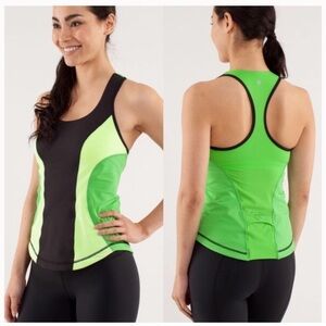Lululemon Green‎ Black Cardio Kick Tank Top Size 4